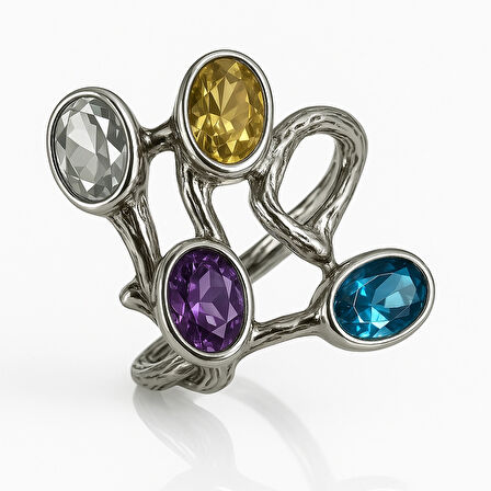 Çok Taşlı Gümüş Yüzük – Sylvan Mark