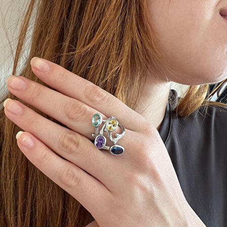 Çok Taşlı Gümüş Yüzük – Sylvan Mark