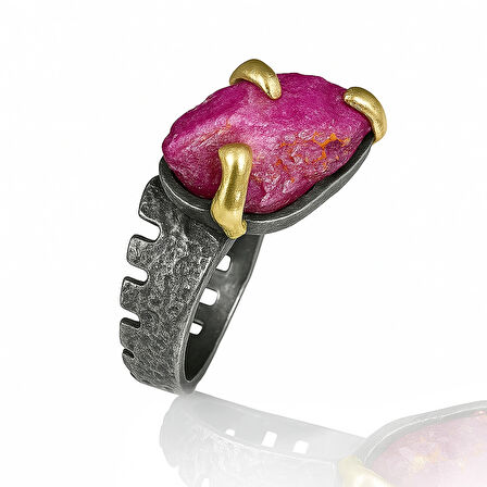 Ham Yakut Taşlı Gümüş Yüzük – Bloodroot