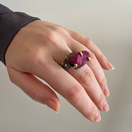Ham Yakut Taşlı Gümüş Yüzük – Bloodroot
