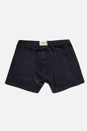 Alt Giyim Sade Tasarım Tekstil Ürünü Erkek Çocuk Düz Pamuklu Likralı Siyah Boxer 6'lı Paket