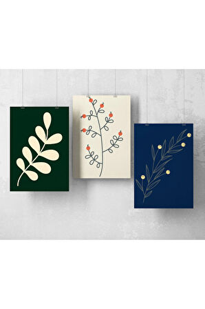 3'lü Çerçevesiz Poster Bitki Temalı Poster Seti Dijital Baskı Poster,Ev, Ofis, Salon Dekorasyon