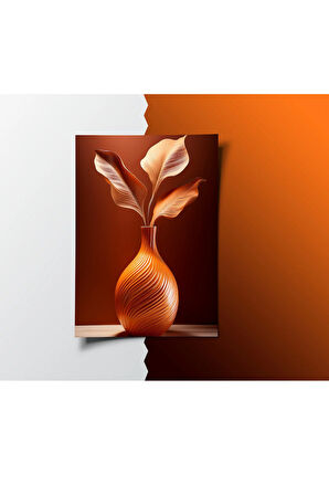 Çerçevesiz Poster, Dijital Baskı, Balkabağı Rengi Çiçek, Klasik ,Modern , Soyut , Minimalist Poster