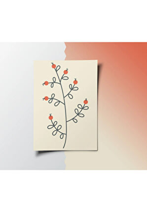 Çerçevesiz Poster Turuncu Tohumlu Bitki Temalı Dijital Baskı Poster,Ev, Ofis, Salon Dekorasyon