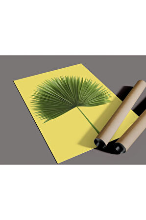Çerçevesiz Poster Palmiye Yaprağı Temalı Dijital Baskı Poster, Sarı Renk, Ev, Ofis, Salon
