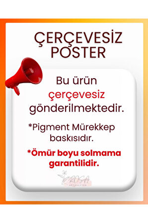 Çerçevesiz Poster Mavi ve Bej yaprak Dijital Baskı Poster, Ev, Ofis, Salon