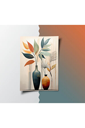 Çerçevesiz Poster Vazo ve Bitki Temalı Dijital Baskı Poster, Ev, Ofis, Salon Dekorasyon