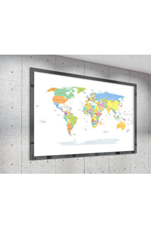 Çerçevesiz Poster Dünya Haritası Dijital Baskı Poster, Ofis, Salon Dekorasyon