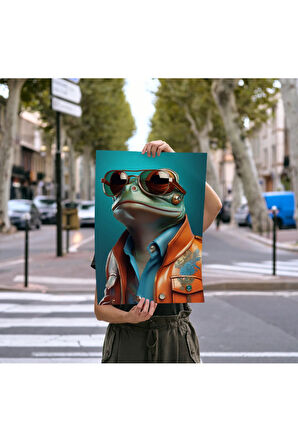 3'lü Çerçevesiz Poster Seti Kurbağa, Zürafa, Devekuşu