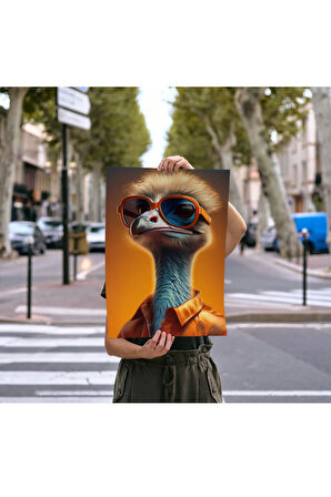 3'lü Çerçevesiz Poster Seti Kurbağa, Zürafa, Devekuşu