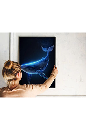 Çerçevesiz Poster Mavi Balina, Dijital Baskı Mavi Balina Poster, Ofis, Salon Dekorasyon