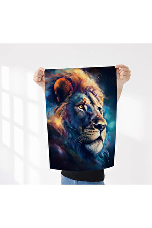 Çerçevesiz Poster Renkli Aslan, Dijital Baskı Aslan Poster, Ofis, Salon Dekorasyon