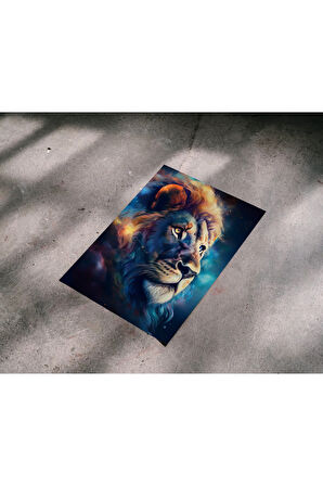 Çerçevesiz Poster Renkli Aslan, Dijital Baskı Aslan Poster, Ofis, Salon Dekorasyon