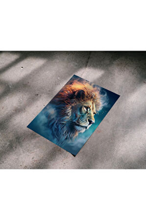 Çerçevesiz Poster Aslan Temalı, Dijital Baskı Poster Aslan, Ofis, Salon Dekorasyon