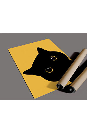 Çerçevesiz Poster Kara Kedi, Dijital Baskı Kağıt Poster Kara Kedi, Ofis, Salon Dekorasyon