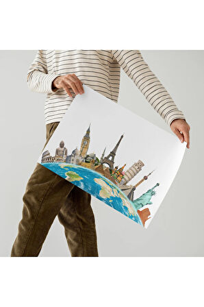 Çerçevesiz Poster Dünya Anıtları Dijital Baskı Poster, Ofis, Salon Dekorasyon