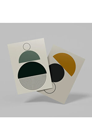 İkili Çerçevesiz Poster, Dijital Baskı Soyut Daireler Temalı, Soyut, Ev, Ofis, Mutfak Dekorasyon