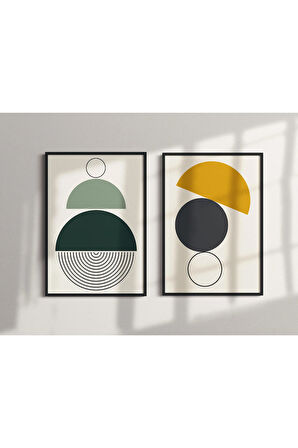 İkili Çerçevesiz Poster, Dijital Baskı Soyut Daireler Temalı, Soyut, Ev, Ofis, Mutfak Dekorasyon