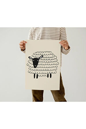 Çerçevesiz Poster, Sevimli Hayvanlar Vektör Çizimi, Dijital Baskı Poster