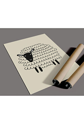 Çerçevesiz Poster, Sevimli Hayvanlar Vektör Çizimi, Dijital Baskı Poster