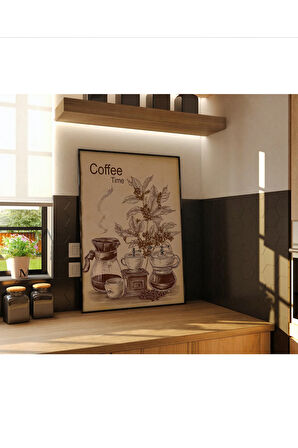 Çerçevesiz Poster Kahve Temalı Dijital Baskı Poster,Coffee Time,Ev,Mutfak,Dekorasyon