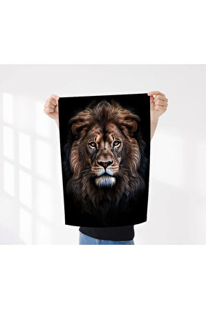 Çerçevesiz Poster,4'lü Hayvan Posterleri Aslan,Panter,Fil,At Dijital Baskı Karanlık Tema