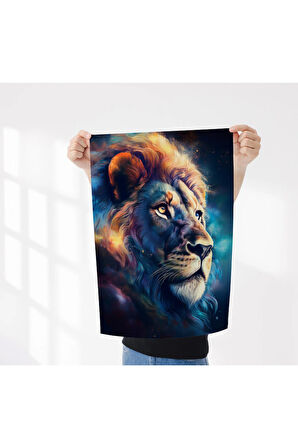 Çerçevesiz Poster 4 Adet Aslan,At,Boğa,Gergedan Dijital Baskılı Hayvanlar, Çerçeve,Tablo İçin Poster