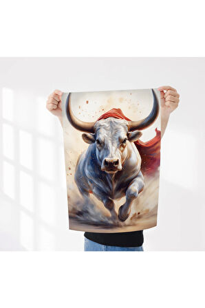 Çerçevesiz Poster 4 Adet Aslan,At,Boğa,Gergedan Dijital Baskılı Hayvanlar, Çerçeve,Tablo İçin Poster