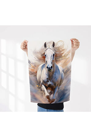 Çerçevesiz Poster 4 Adet Aslan,At,Boğa,Gergedan Dijital Baskılı Hayvanlar, Çerçeve,Tablo İçin Poster