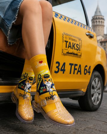 Carnaval İstanbul Taksici Kedi Unisex Soket Çorap