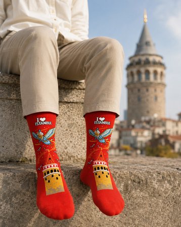 Carnaval Hezarfen ve Galata Kulesi Unisex Soket Çorap