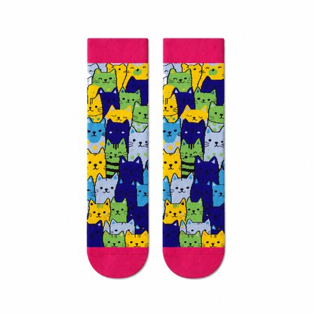 Carnaval Renkli Kediler Unisex Soket Çorap