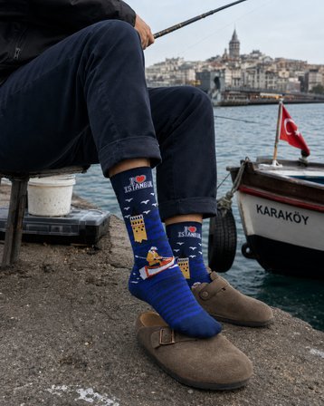 Carnaval Galata Kulesi ve Balıkçı Unisex Soket Çorap