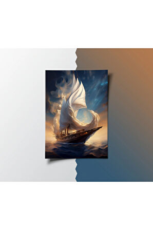 Çerçevesiz Poster Soyut Gemi - Dijital Baskı - Gemi Temalı Poster