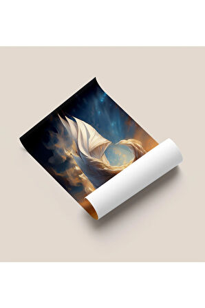 Çerçevesiz Poster Soyut Gemi - Dijital Baskı - Gemi Temalı Poster