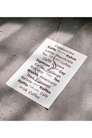 Kahve İsimleri, Kahve Köşesi - Çerçevesiz Poster Kahve - Dijital Baskı - Coffee Bar