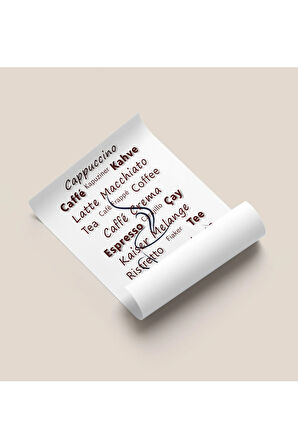 Kahve İsimleri, Kahve Köşesi - Çerçevesiz Poster Kahve - Dijital Baskı - Coffee Bar