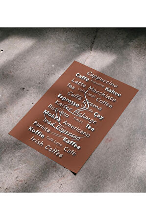 Kahve İsimleri, Kahve Köşesi - Çerçevesiz Poster Kahve - Dijital Baskı - Coffee Bar