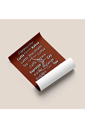 Kahve İsimleri, Kahve Köşesi - Çerçevesiz Poster Kahve - Dijital Baskı - Coffee Bar