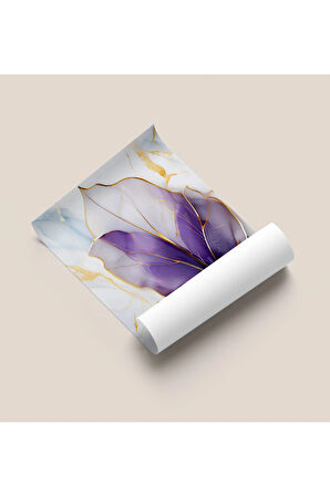 Çerçevesiz Poster, Dijital Baskı, Yaprak Temalı Soyut Poster , Modern, Soyut Minimalist Poster