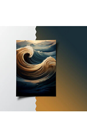 Çerçevesiz Poster Dalga Temalı, Dijital Baskı Dalga Temalı Poster, Ofis, Salon Dekorasyon