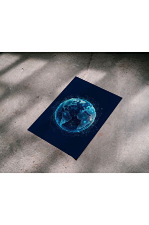 Çerçevesiz Poster, Dijital Baskı Dijital Ağ Dünya Temalı Poster, Ofis, Mutfak Dekorasyon