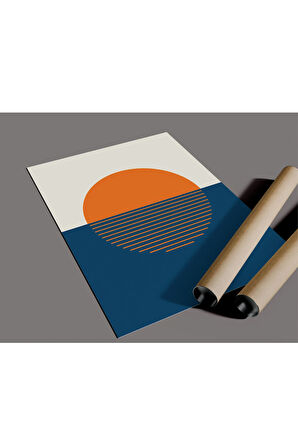 Çerçevesiz Poster, Dijital Baskı Soyut Turuncu Daire Poster, Minimal, Ev, Ofis, Mutfak Dekorasyon