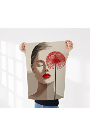 Çerçevesiz Poster, Dijital Baskı Soyut Kadın ve Çiçek Temalı Poster, Minimal, Ev, Ofis, Dekorasyon