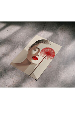 Çerçevesiz Poster, Dijital Baskı Soyut Kadın ve Çiçek Temalı Poster, Minimal, Ev, Ofis, Dekorasyon