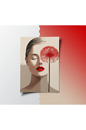 Çerçevesiz Poster, Dijital Baskı Soyut Kadın ve Çiçek Temalı Poster, Minimal, Ev, Ofis, Dekorasyon