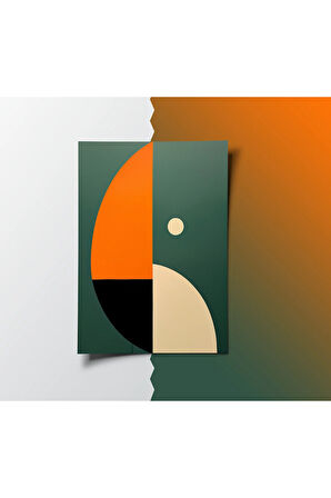 Çerçevesiz Poster, Dijital Baskı Geometrik Soyut Yarım Daireler Poster, Çerçeve İçi Poster,Minimal