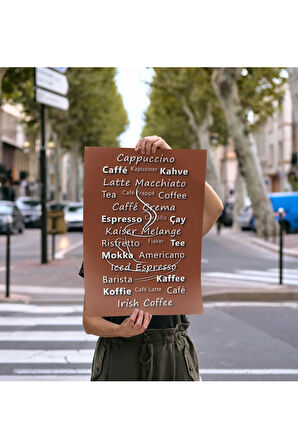 Kahve İsimleri, Kahve Köşesi - Çerçevesiz Poster Kahve - Dijital Baskı - Coffee Bar