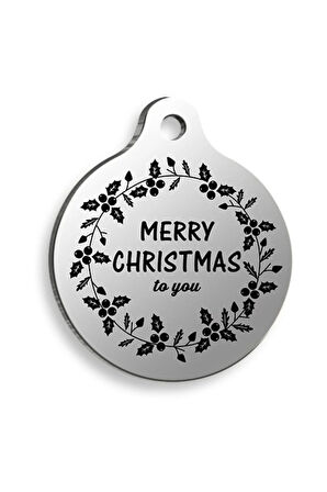 Christmas Serisi Merry Xmas to You Yuvarlak Kedi ve Köpek Künyesi Medium: 3 cm.