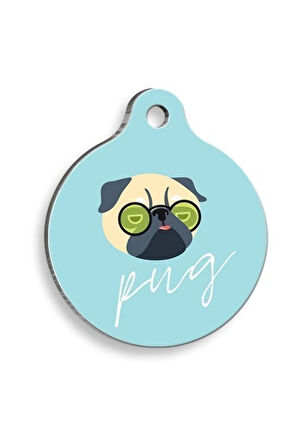 Cool Pug Yuvarlak Köpek Künyesi Large